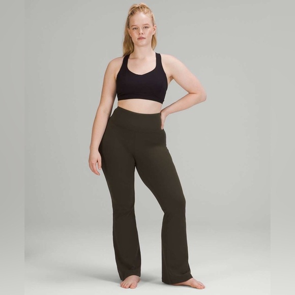 Lululemon Groove Nulu SHR Super High-Rise Flare Pant Dark Olive Army Green sz 14 - Picture 4 of 9